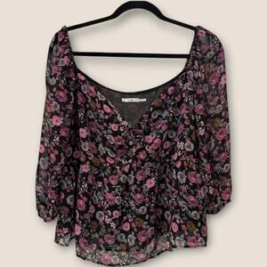 Mi Ami Francesca’s Women's XL Floral Boho Crop top Cottage Core Sweetheart